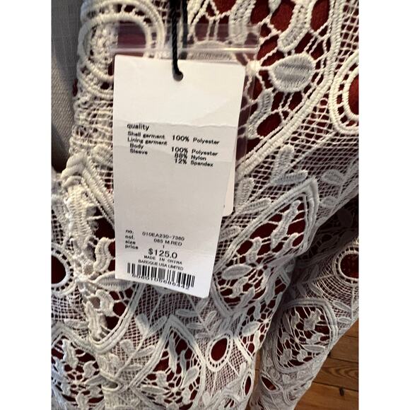 MOUSSY Vintage Lace Long Sleeve Top Ivory Rust S - Picture 5 of 6